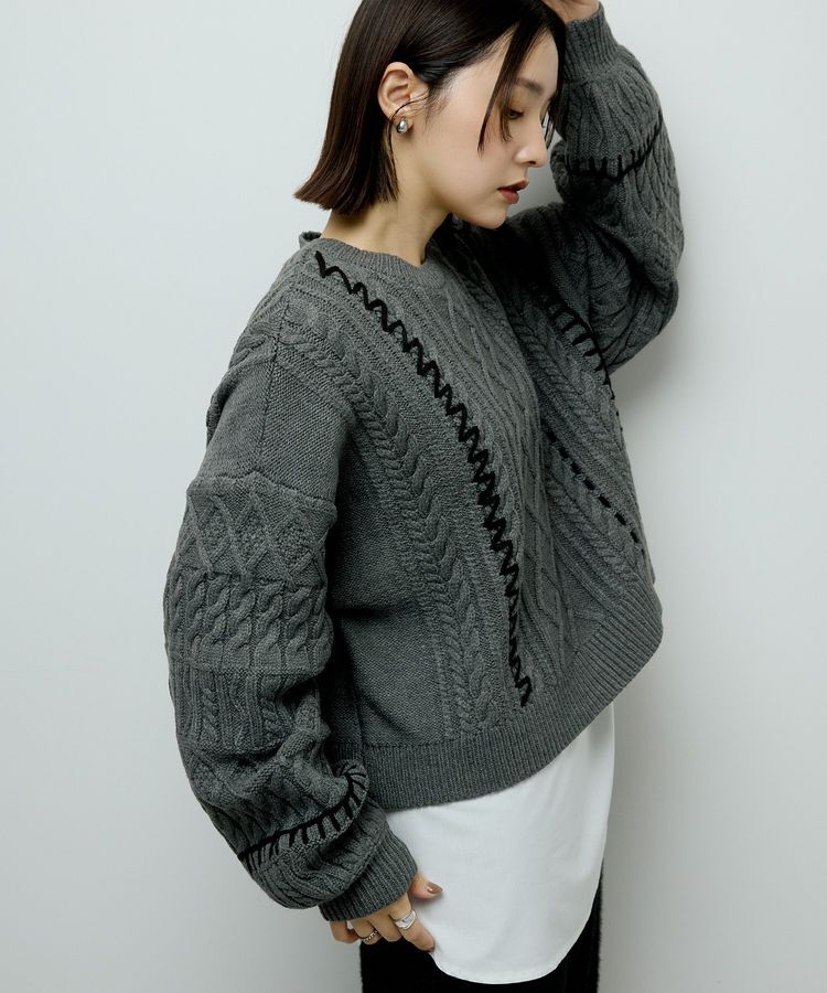 Green Parks「・ELENCARE DUE ハンドステッチケーブルニット」|ニット・セーター|