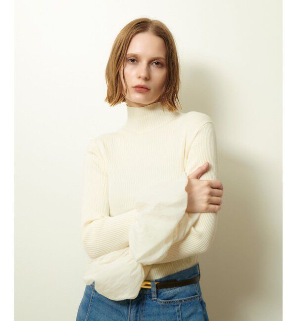 allureville「タフタバルーンスリーブコンビプルオーバー」|ニット・セーター|