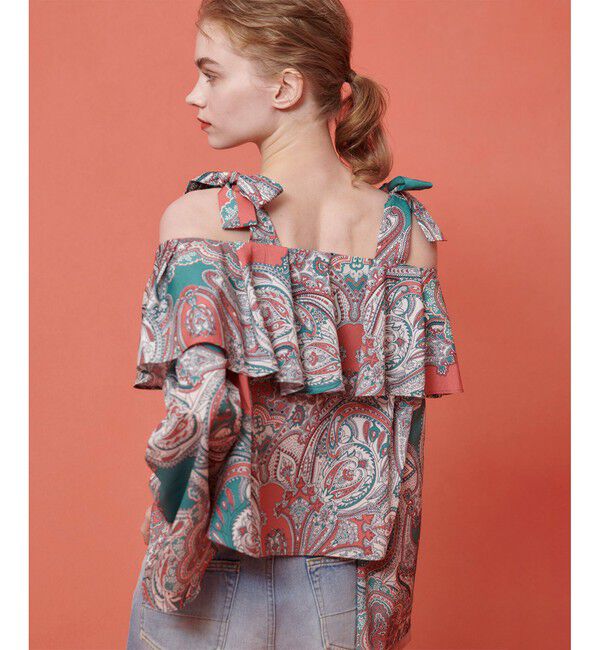 LOULOU WILLOUGHBY「【LOULOU WILLOUGHBY】RATTIペイズリーオフショルブラウス」|シャツ・ブラウス|