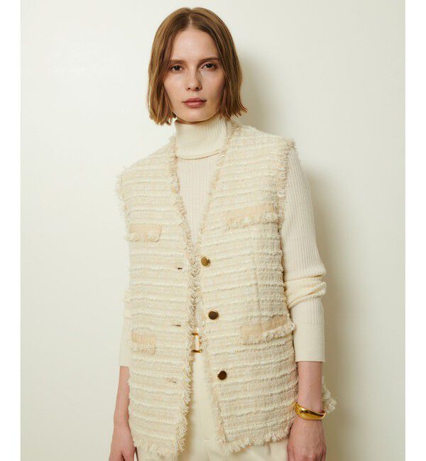 allureville「ジオリカツィードフリンジジレ」|ベスト・ジレ|