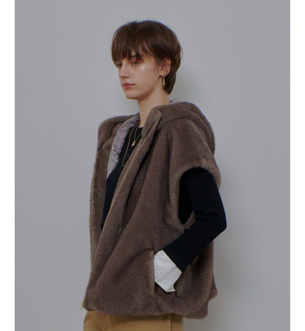 allureville「フェイクミンクファーフーディーブルゾン」|ブルゾン・スタジャン|