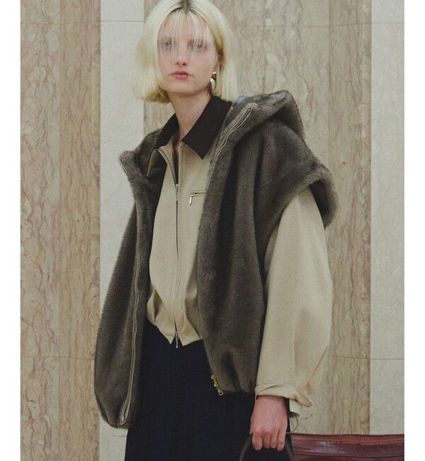 allureville「フェイクミンクファーフーディーブルゾン」|ブルゾン・スタジャン|