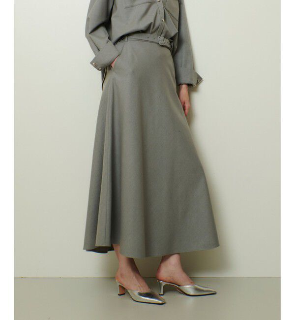 allureville「サキソニーベルテッドナロースカート」|スカート|グレー