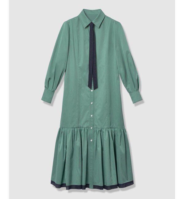 LOULOU WILLOUGHBY「【LOULOU WILLOUGHBY】メモリーツイルティアードシャツワンピース」|ワンピース|ミントグリーン