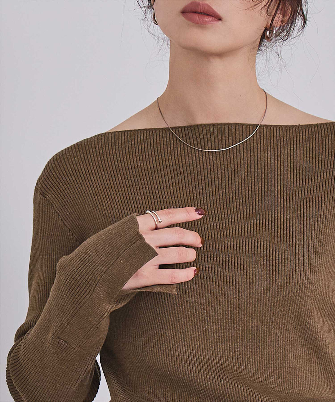 ur's「ボートネックスリットスリーブリブニット」|ニット・セーター|