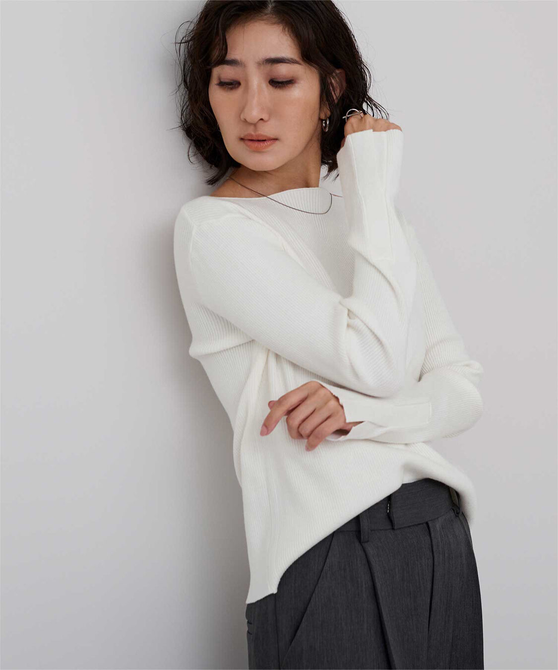 ur's「ボートネックスリットスリーブリブニット」|ニット・セーター|