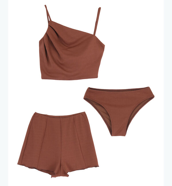 SEA DRESS「アシンメトリーギャザービキニ/水着セット」|ビキニ|ブラウン