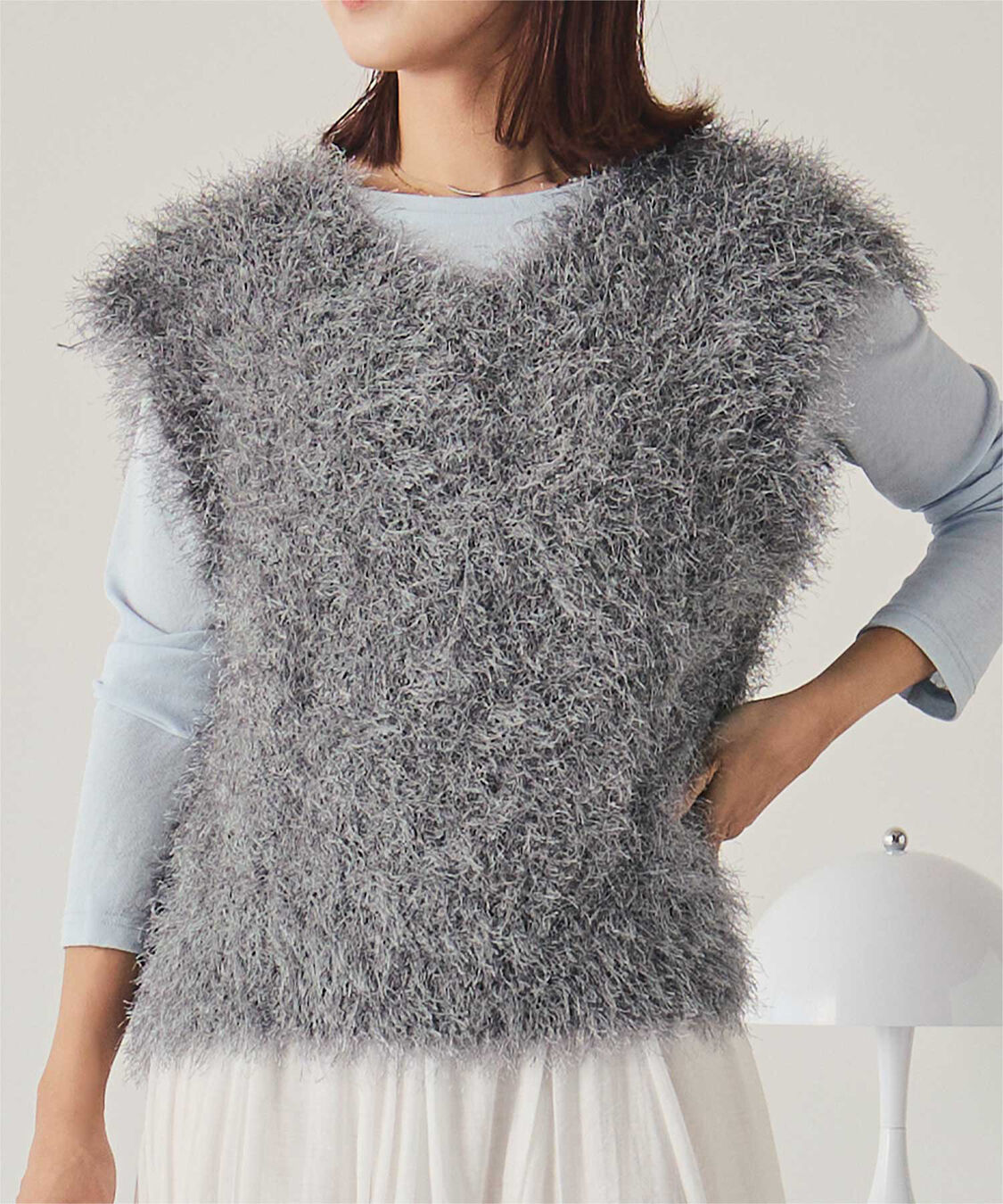 titivate「前後2wayVネックシャギーニットベスト」|ニット・セーター|