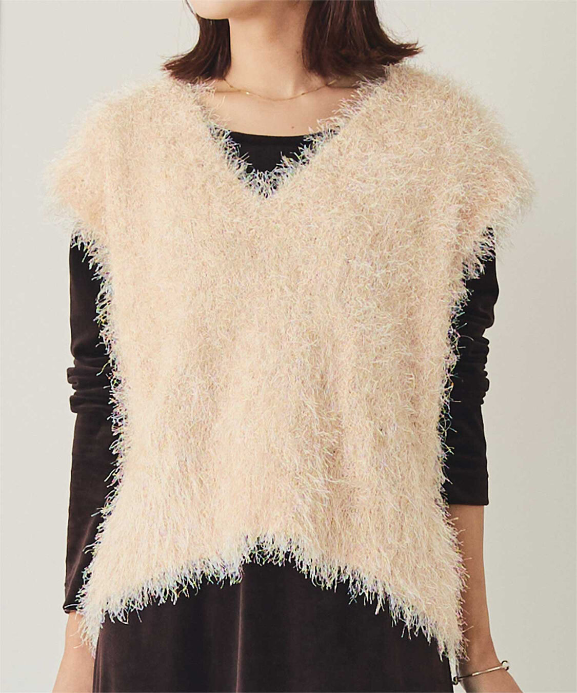 titivate「前後2wayVネックシャギーニットベスト」|ニット・セーター|