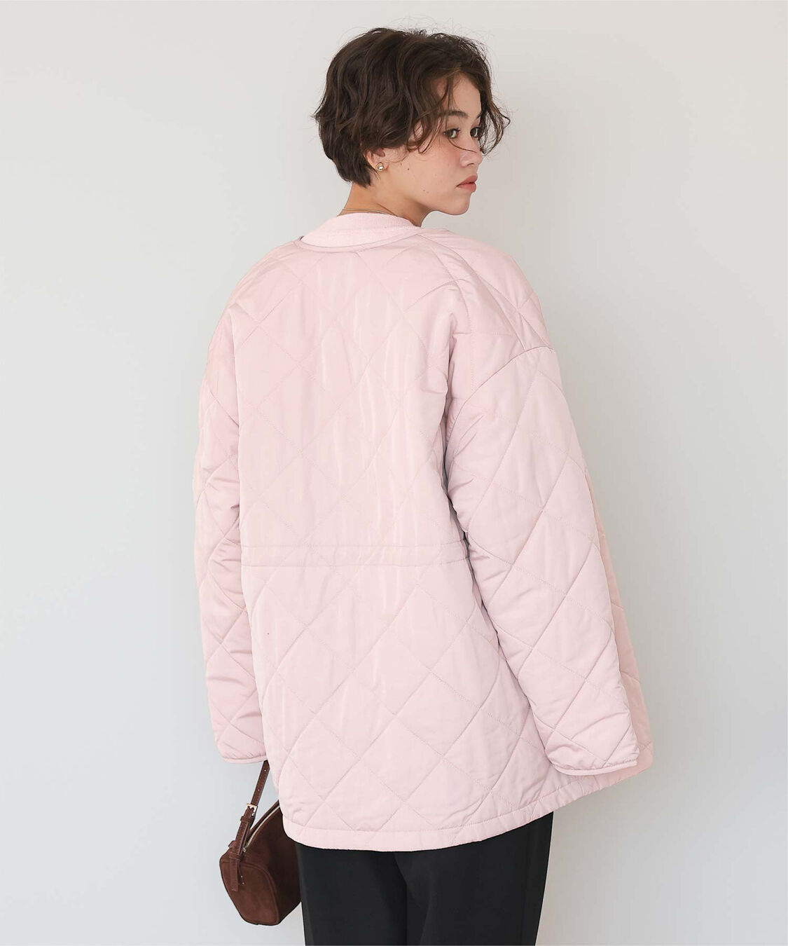 titivate「ウエストドローストリングキルティングジャケット」|ノーカラージャケット|