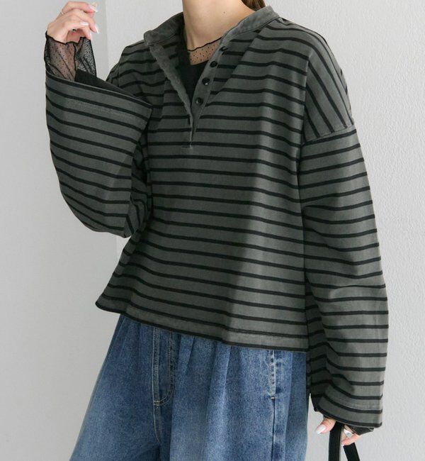  「ピグメントボーダーヘンリーネックカットソー」|Tシャツ・カットソー|