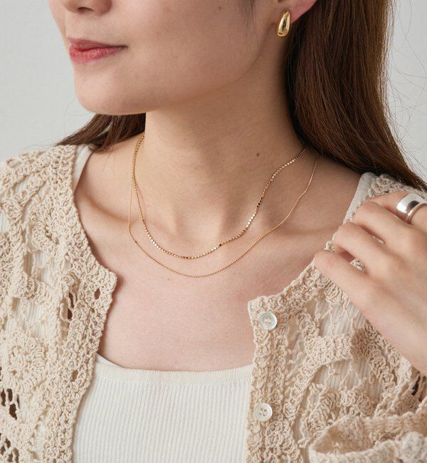  「ボックスチェーン2連レイヤードネックレス」|ネックレス|