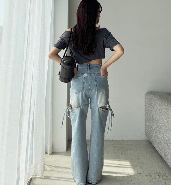  「サイドあき美脚ストレッチデニム」|その他|