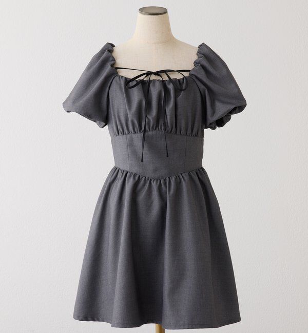  「ボリューム袖ミニワンピ」|ワンピース|