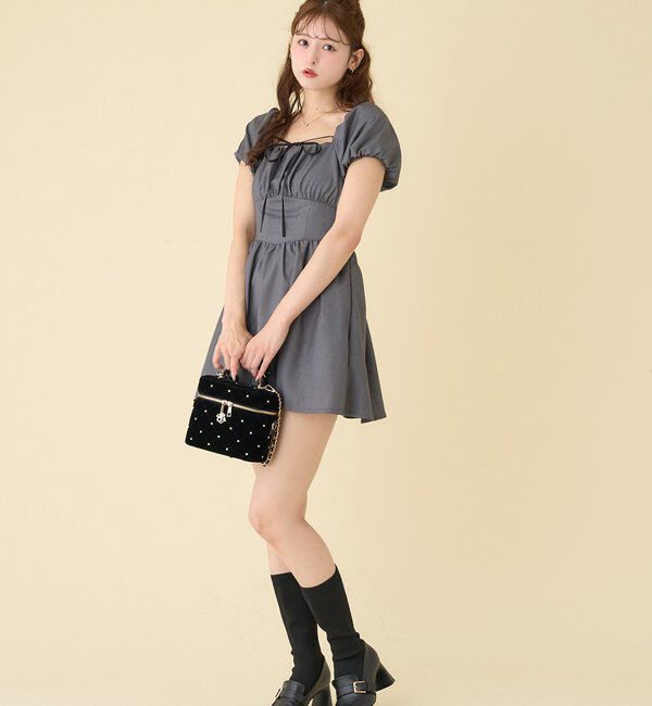  「ボリューム袖ミニワンピ」|ワンピース|