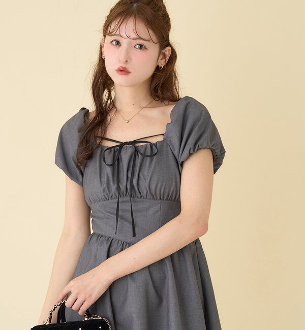  「ボリューム袖ミニワンピ」|ワンピース|