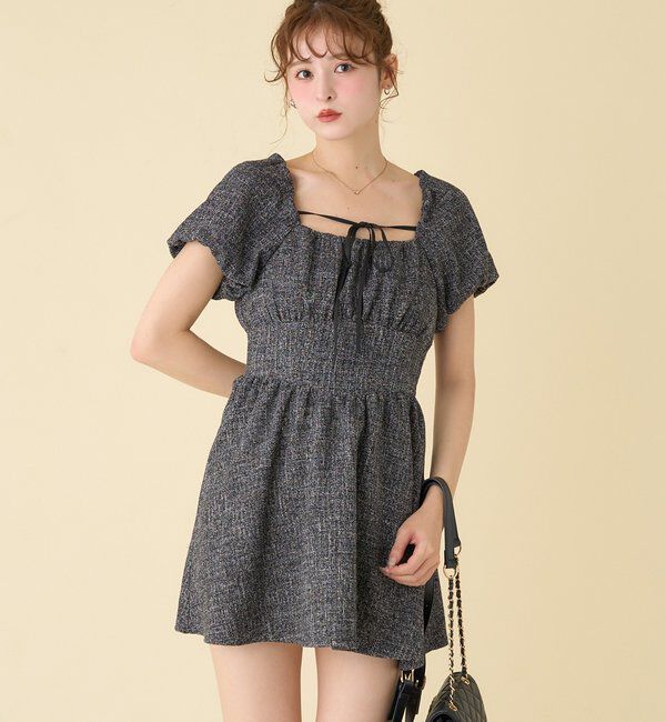  「ボリューム袖ミニワンピ」|ワンピース|
