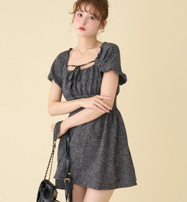  「ボリューム袖ミニワンピ」|ワンピース|