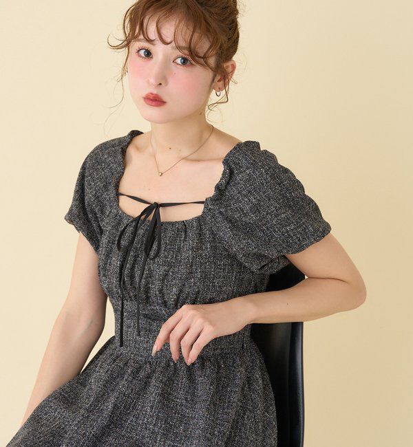  「ボリューム袖ミニワンピ」|ワンピース|