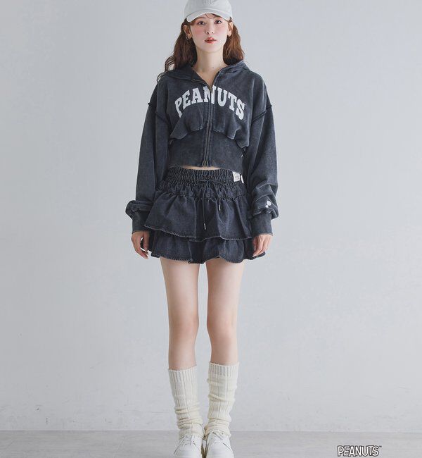  「【PEANUTSコラボ】スヌーピー刺繍入りパーカー」|パーカー|