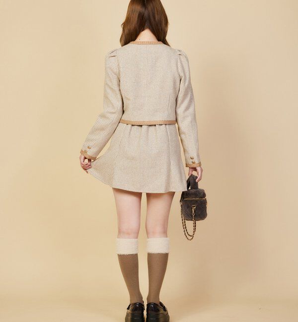  「【セットアップ対応】ノーカラーツイードジャケット」|ダウンベスト・ベスト|