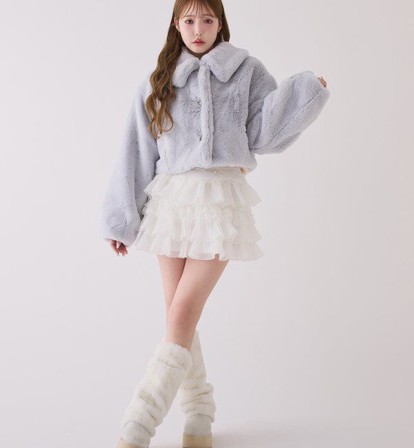  「衿つきエコファーショートコート」|ダウンベスト・ベスト|