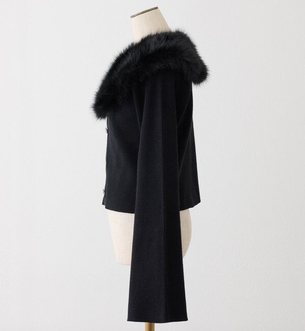  「衿ファーキラキラ釦ニット」|ニット・セーター|