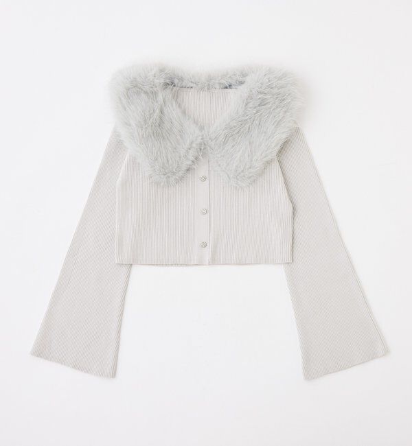  「衿ファーキラキラ釦ニット」|ニット・セーター|