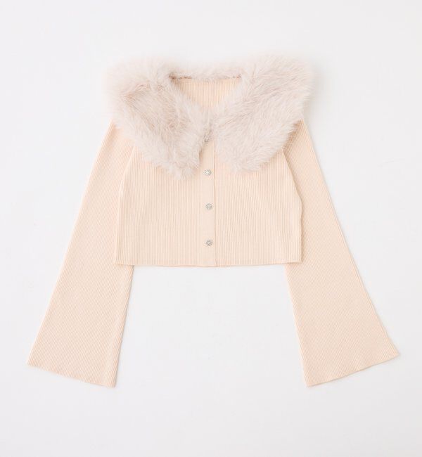  「衿ファーキラキラ釦ニット」|ニット・セーター|