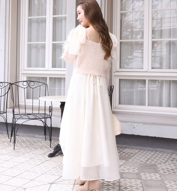  「肩リボンニットセットワンピース」|ワンピース|