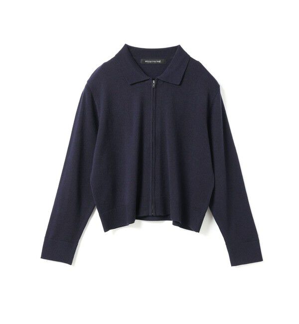 mizuiro ind「mizuiro ind 襟付きジップカーディガン」|カーディガン|ネイビー