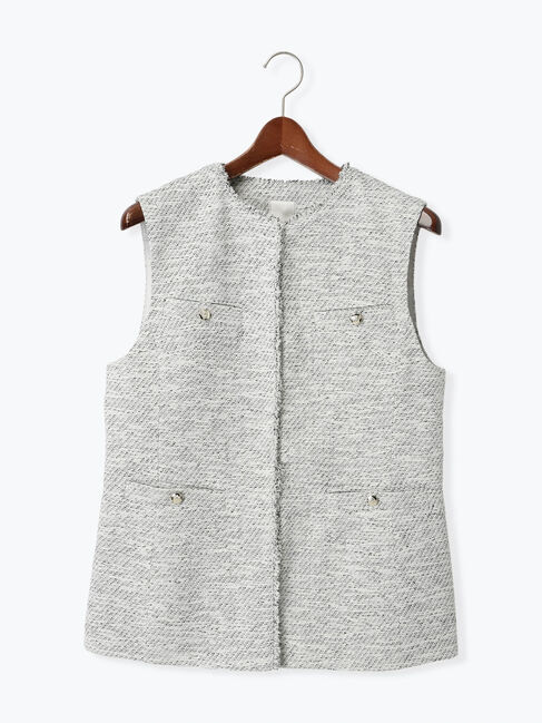 Te chichi「【セレモニーアイテム】フリンジツイードジレ」|ダウンベスト・ベスト|