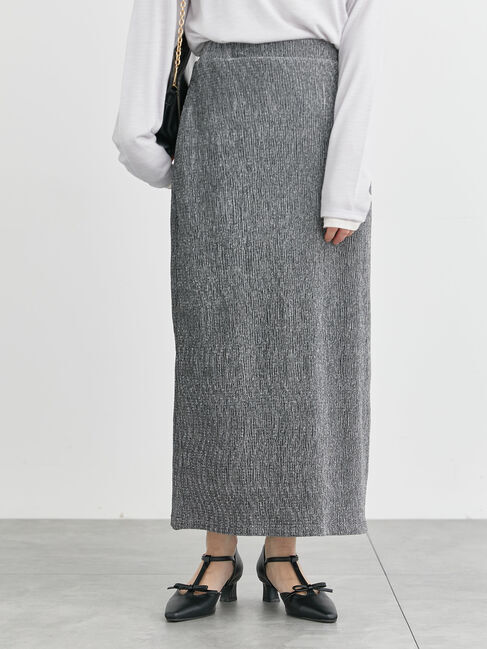 Te chichi TERRASSE「ラメ混カットプリーツスカート」|スカート|ブラック