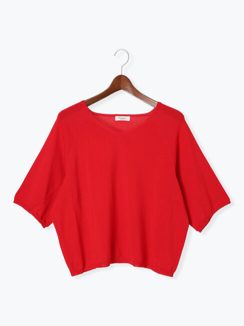 Te chichi TERRASSE「【抗菌防臭】Vネックドルマンニット」|ニット・セーター|レッド