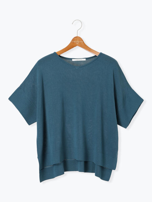 Lugnoncure「麻タッチVネックポンチョ風ニット」|ニット・セーター|