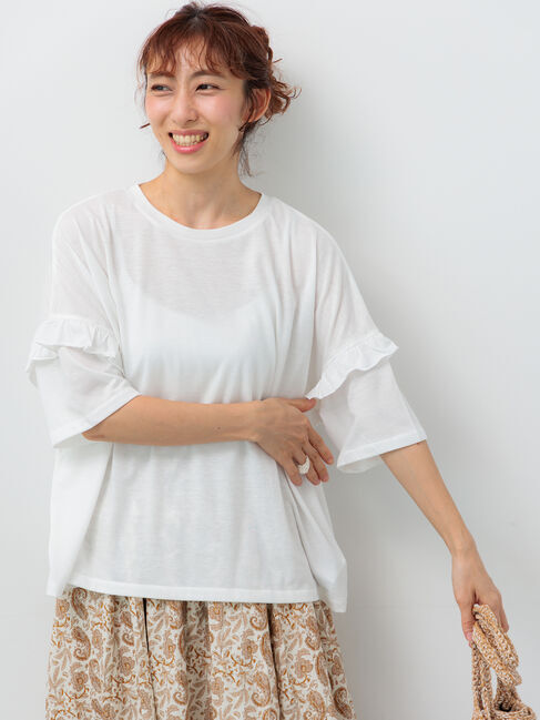 Lugnoncure「袖フリルトップス」|その他|オフホワイト