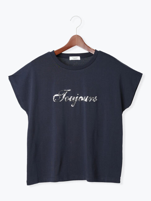 Te chichi TERRASSE「【接触冷感】スパンコールロゴフレンチスリーブTシャツ」|Tシャツ・カットソー|