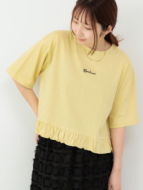 Te chichi TERRASSE「裾フリル刺繍Tシャツ」|Tシャツ・カットソー|イエロー