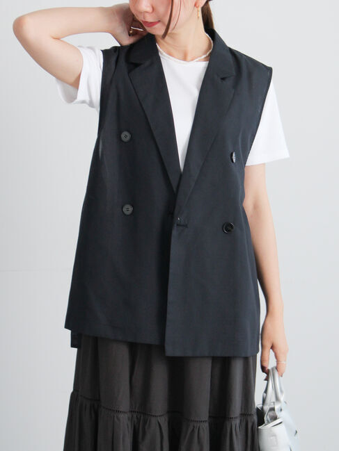 Te chichi「サイドオープンライトジレ」|ダウンベスト・ベスト|ネイビー