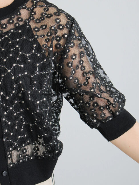 Te chichi「エンブロイダリー半袖クルーカーディガン」|カーディガン|