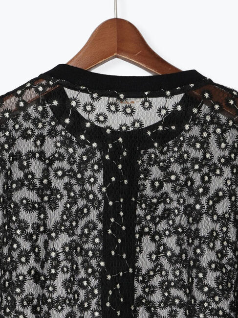 Te chichi「エンブロイダリー半袖クルーカーディガン」|カーディガン|