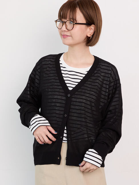 Lugnoncure「麻タッチVネックカーディガン」|カーディガン|