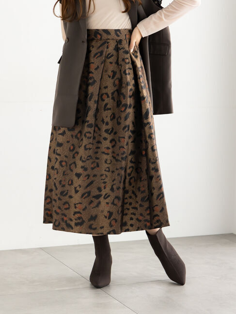 Te chichi「レオパードジャガードフレアスカート《2025Autumn catalog vol.2 item》」|スカート|ブラウン