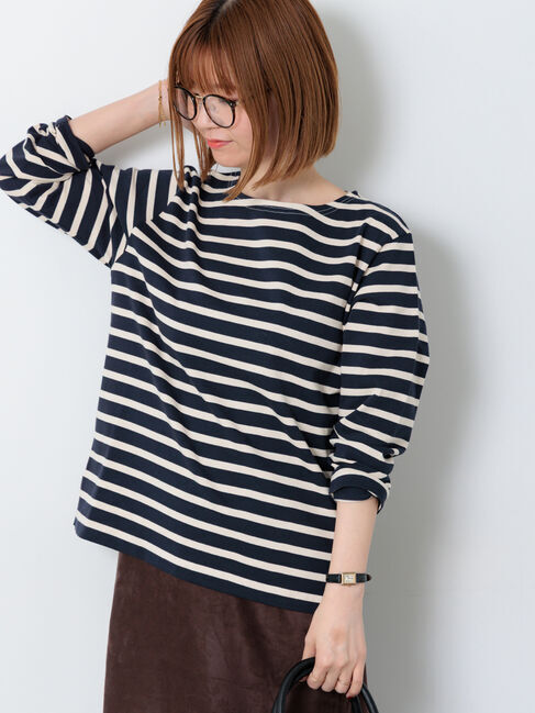 Lugnoncure「ボーダー長袖カットソー」|Tシャツ・カットソー|ネイビー
