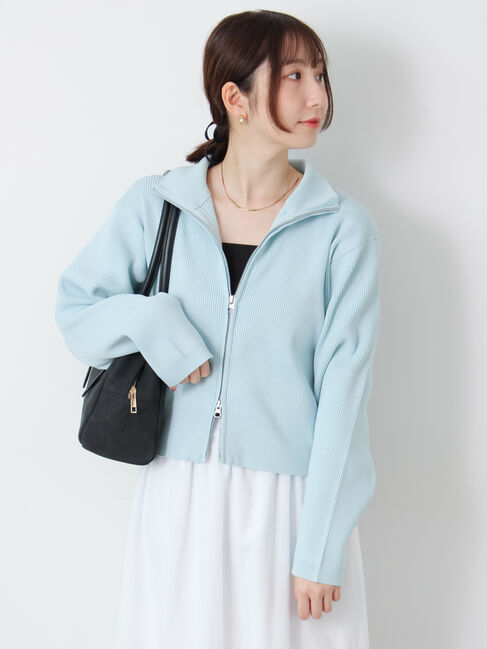 Te chichi TERRASSE「Wジップハイネックリブカーディガン」|カーディガン|