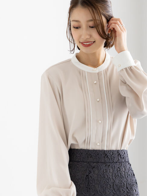 Te chichi「パール釦フロントタックブラウス」|シャツ・ブラウス|ベージュ