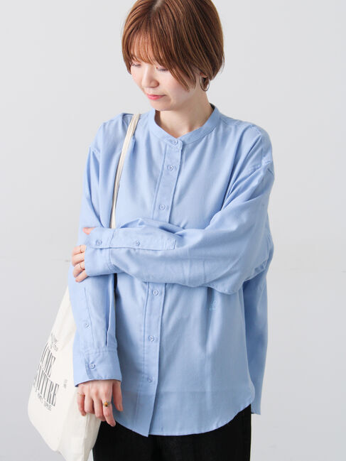 Lugnoncure「刺繍入りバンドカラーシャツ」|シャツ・ブラウス|