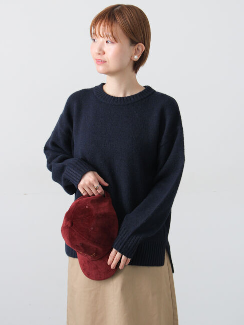 Lugnoncure「ウール混ふわふわクルーネックニット」|ニット・セーター|ネイビー