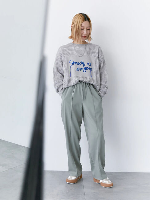 Samansa Mos2 blue「ロゴメッシュニットプルオーバー」|ニット・セーター|