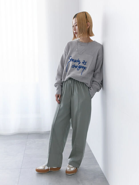 Samansa Mos2 blue「ロゴメッシュニットプルオーバー」|ニット・セーター|